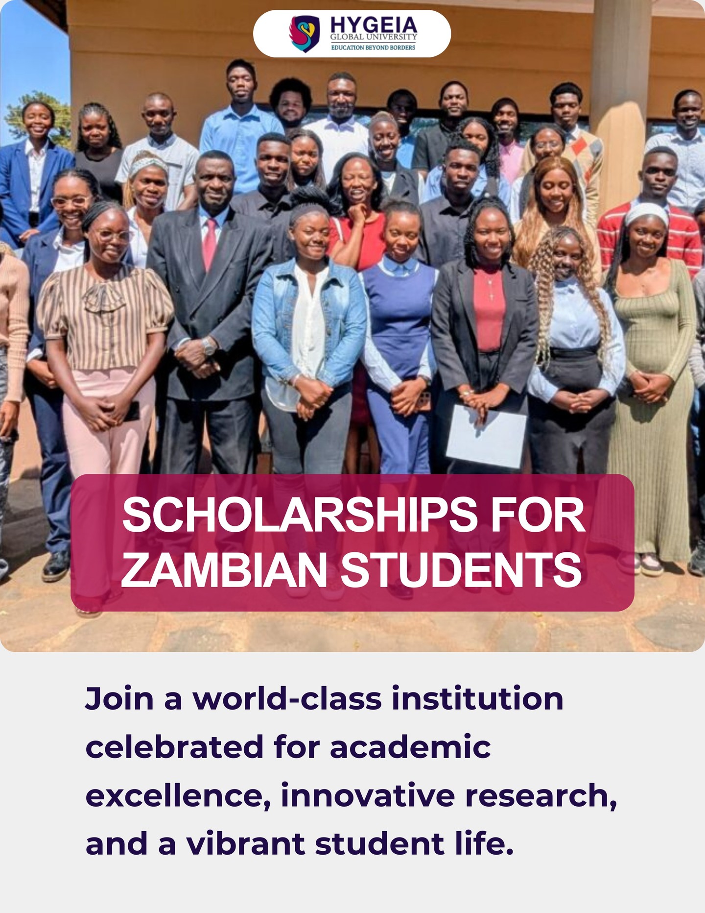 Experience top-quality education, breakthrough research, and a supportive student community at Hygeia Global University College.

Don’t wait – Apply today!

Address: Ndola-Kitwe Dual Carriageway, Copperbelt, Maposa, Luanshya, Zambia
Phone: +260 77 4717191 / +260 96 1608941
Email: info@hygeiaglobaluniversity.com
Registration Link: https://hygeiaglobaluniversity.com/admission-enquiry/